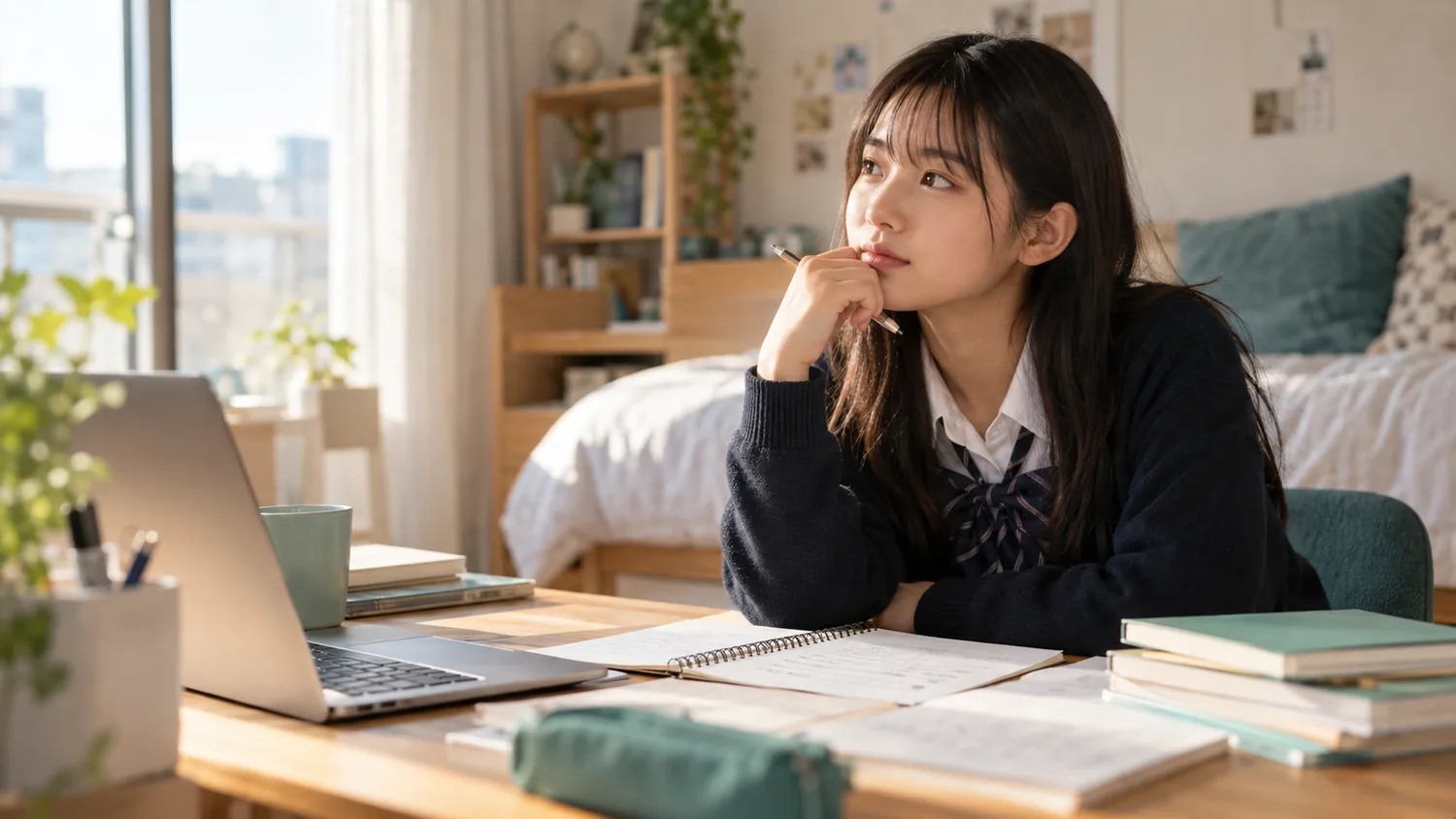 総合型選抜の志望理由を考える受験生のイメージ